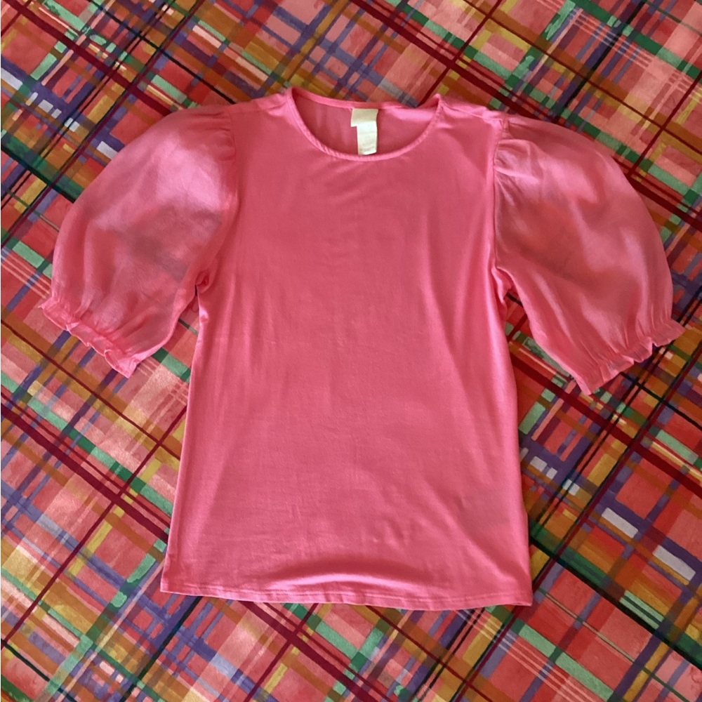 H&M sheer puffed sleeve top.